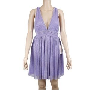 Crystal Sky Lavender shimmer plunge neck twist back NWT formal dress size small